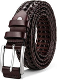 Genuine Leather Braided Belt with Holeless Fit for Men & Women