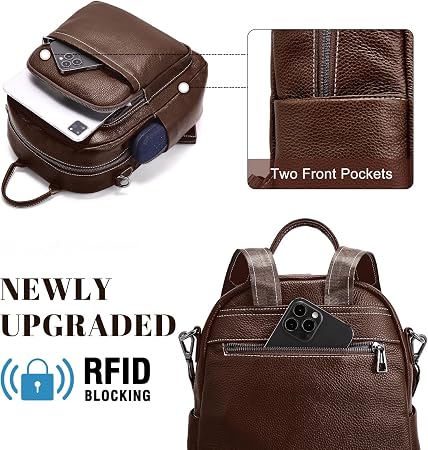 Genuine Leather Convertible Backpack Purse for Women