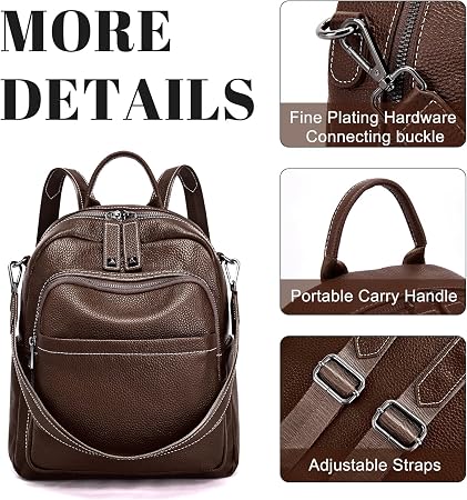 Genuine Leather Convertible Backpack Purse for Women