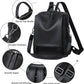 Genuine Leather Backpack Purse for Women - Black