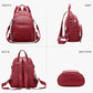 Genuine Leather Convertible Backpack for Women - 3-in-1 Carry