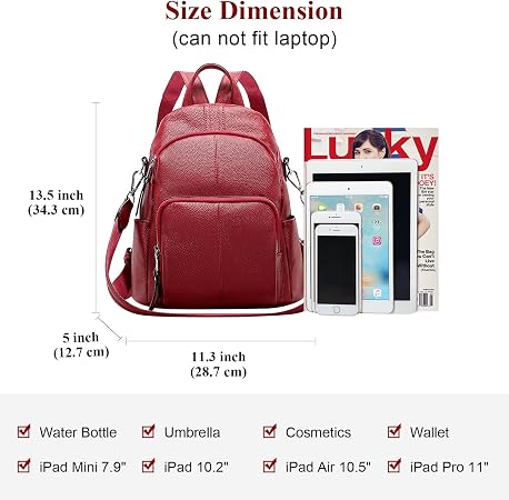 Genuine Leather Convertible Backpack for Women - 3-in-1 Carry