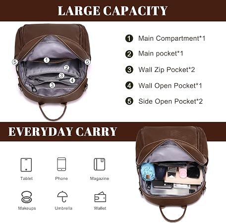 Genuine Leather Convertible Backpack Purse for Women