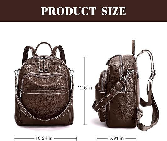 Genuine Leather Convertible Backpack Purse for Women