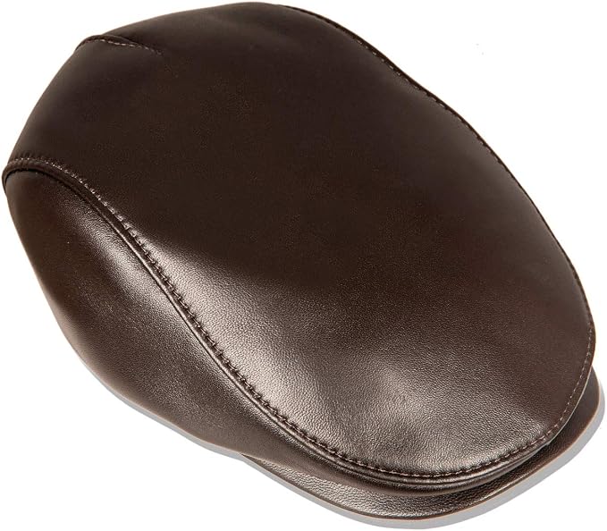 Genuine Leather Flat Cap - Rain-Resistant Newsboy Hat