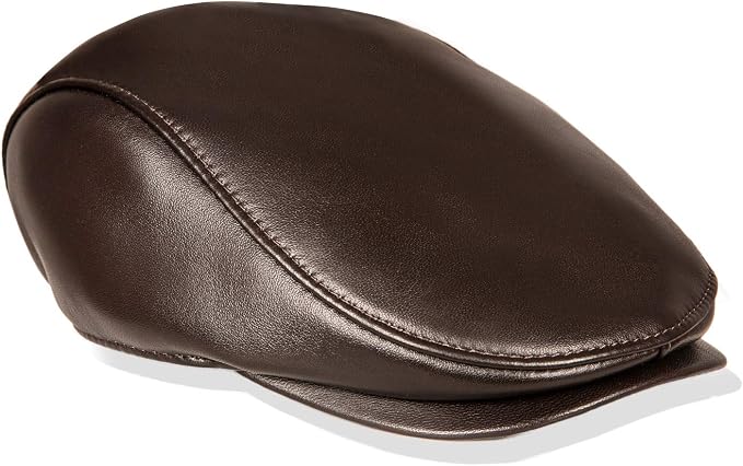 Genuine Leather Flat Cap - Rain-Resistant Newsboy Hat