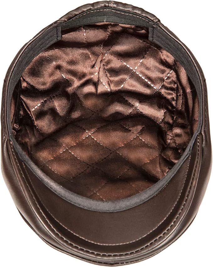 Genuine Leather Flat Cap - Rain-Resistant Newsboy Hat
