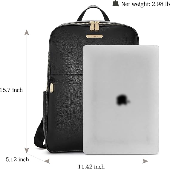 Genuine Leather Laptop Backpack Purse for Women - 15.6