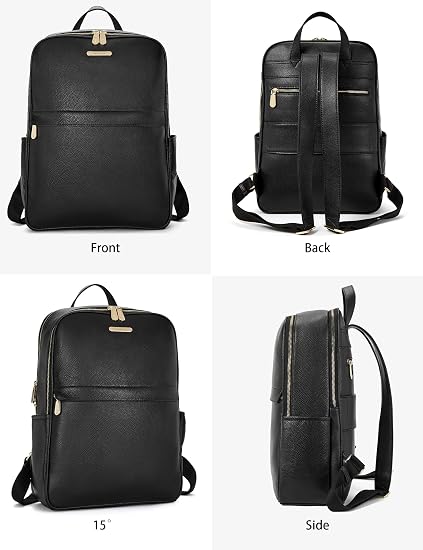 Genuine Leather Laptop Backpack Purse for Women - 15.6