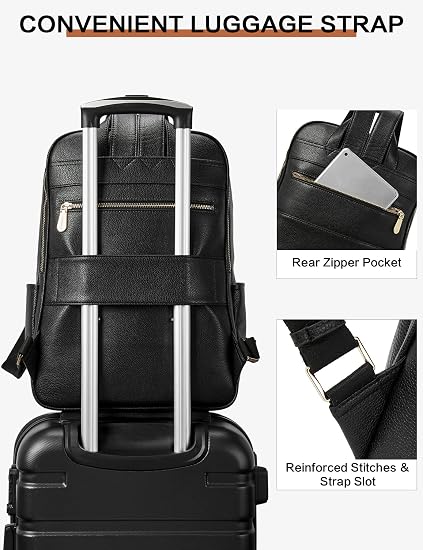 Genuine Leather Laptop Backpack Purse for Women - 15.6