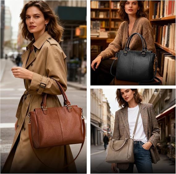 Genuine Leather Medium Tote Satchel with RFID Blocking