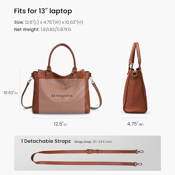 Genuine Leather Medium Tote Satchel with RFID Blocking