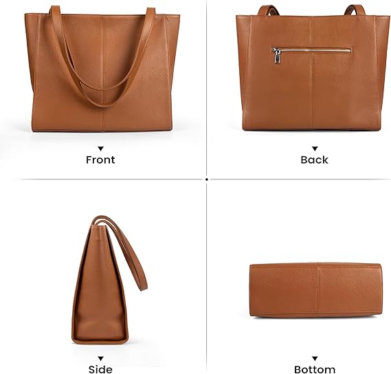 Genuine Leather Tote Bag with 14" Laptop Compartment