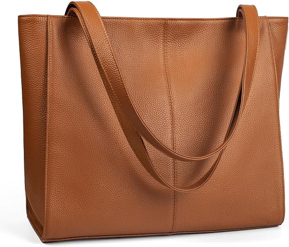 Genuine Leather Tote Bag with 14" Laptop Compartment