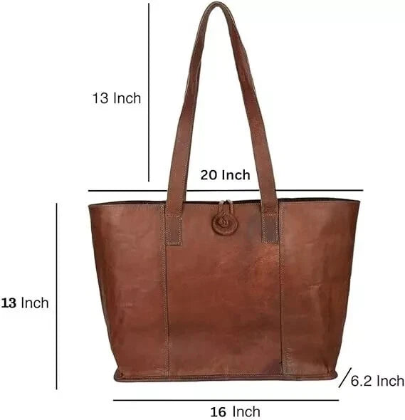 Genuine Leather Vintage Tote Bag - Handmade
