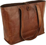 Genuine Leather Vintage Tote Bag - Handmade