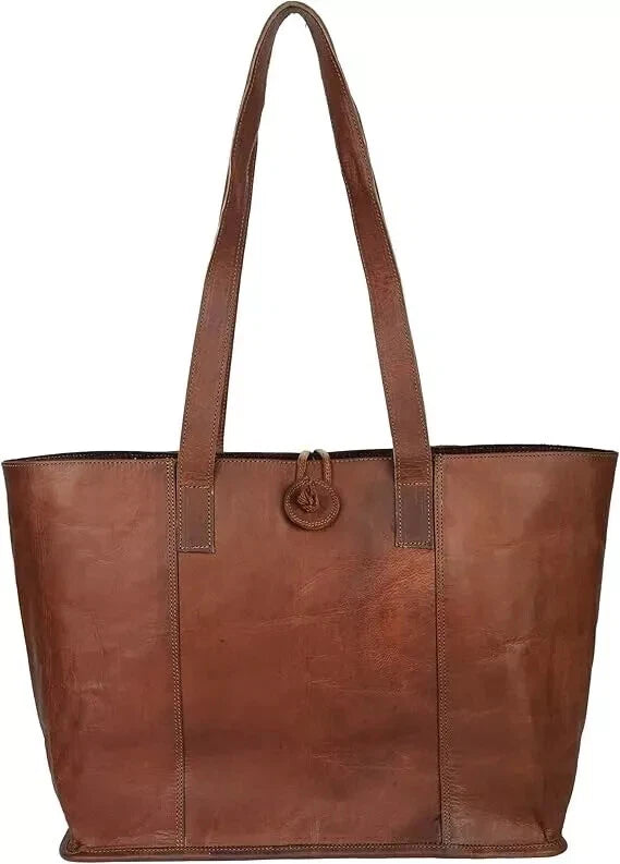 Genuine Leather Vintage Tote Bag - Handmade