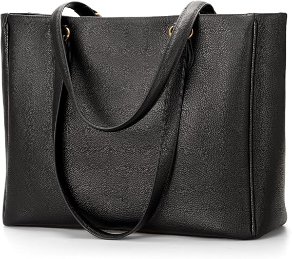 Genuine Leather Work Tote with Padded 15.6" Laptop Sleeve