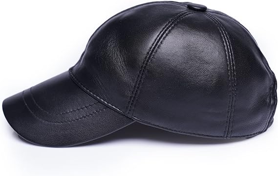 Genuine Sheepskin Leather Baseball Cap - Adjustable