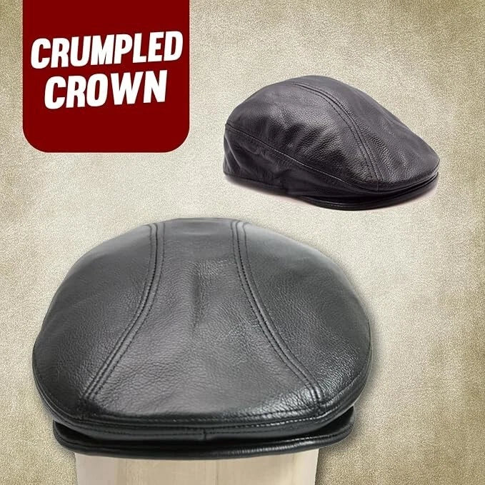 Genuine Leather Gatsby Flat Cap - Classic Newsboy Style