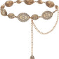 Gold Sculpted Concho Western Belt - Cowgirl Statement Belt