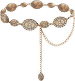 Gold Sculpted Concho Western Belt - Cowgirl Statement Belt