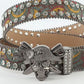 Green Pirate Skull Rhinestone Belt | Glitter Strap | Unisex Fashion