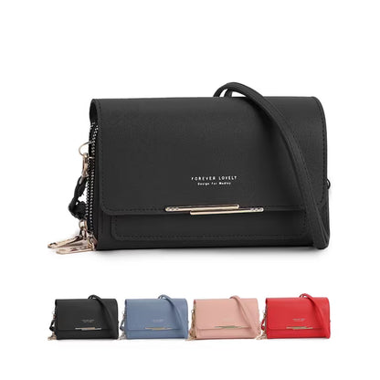 Small Blue Crossbody Phone Wallet Purse with 12 Card Slots