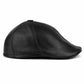 Handmade Black Leather Cabbie Cap with Ear Flaps
