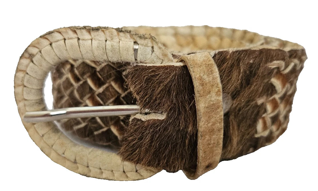 Handwoven Cowhide Hair-On Belt - Boho Tribal Style