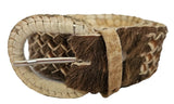 Handwoven Cowhide Hair-On Belt - Boho Tribal Style
