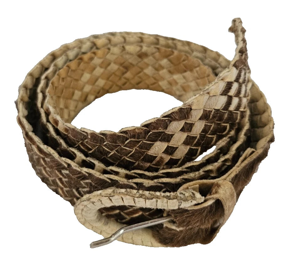 Handwoven Cowhide Hair-On Belt - Boho Tribal Style