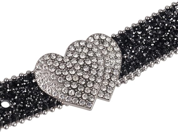 Heart Buckle Glitter Rhinestone Belt - Bling Cowgirl Style