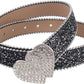 Heart Buckle Glitter Rhinestone Belt - Bling Cowgirl Style
