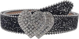 Heart Buckle Glitter Rhinestone Belt - Bling Cowgirl Style