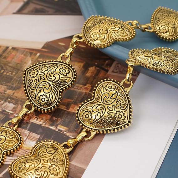 Heart Rhinestone Concho Waist Chain - Boho Western Belt