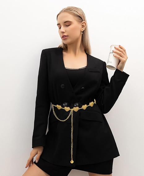Heart Rhinestone Concho Waist Chain - Boho Western Belt