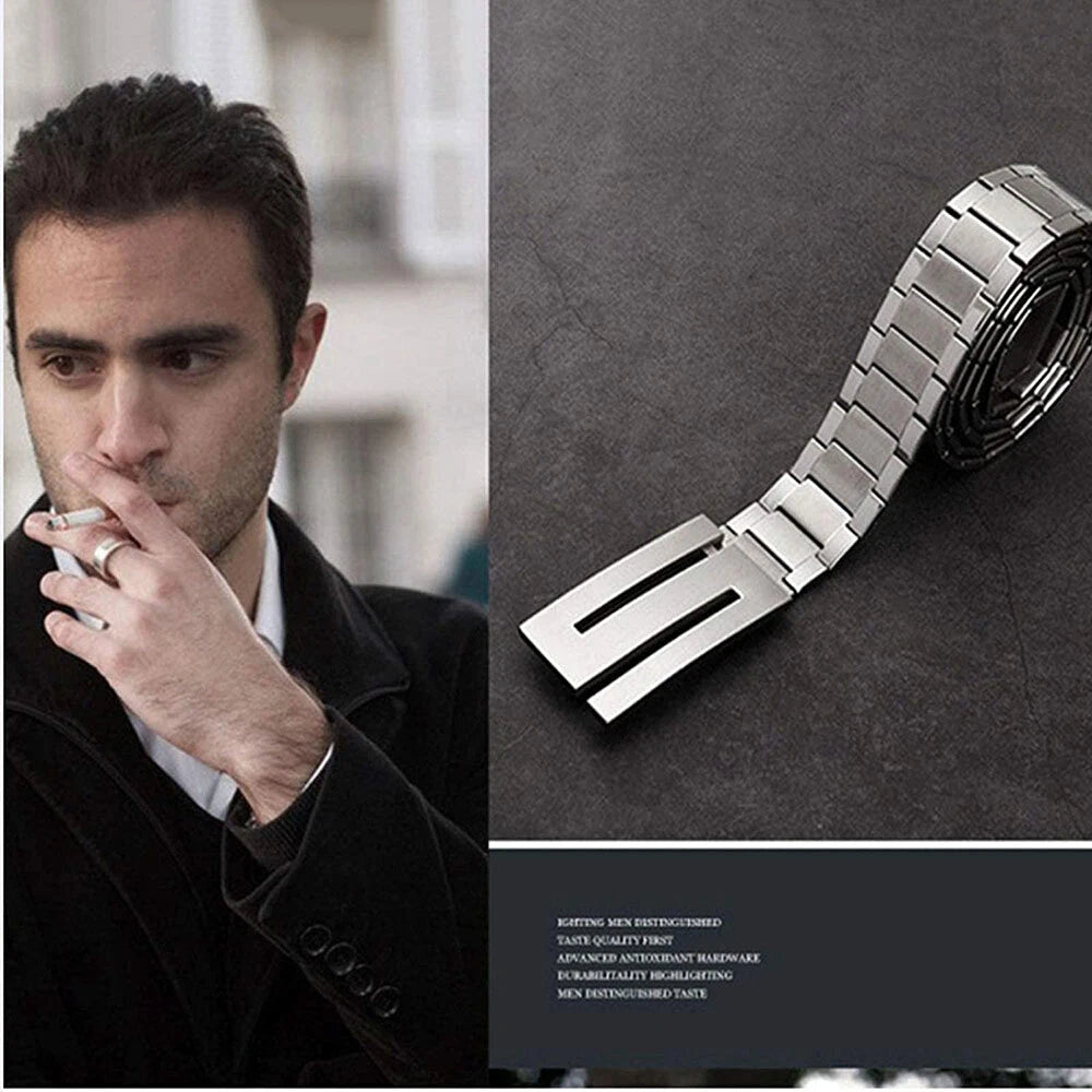 Heavy-Duty Stainless Steel Punk Belt - Rust-Free Metal