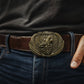 Howling Wolf & Moon Western Biker Belt Buckle - Antique Bronze Finish
