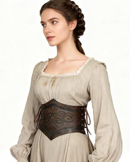 Medieval Lace-Up Corset Belt - Wide Renaissance Cinch Belt