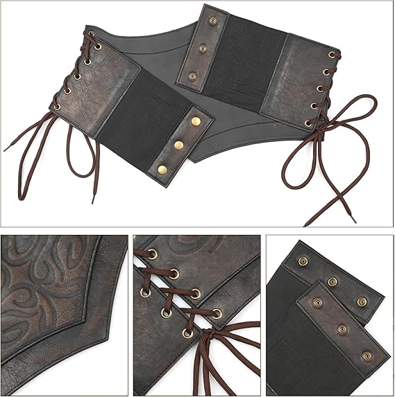 Medieval Lace-Up Corset Belt - Wide Renaissance Cinch Belt