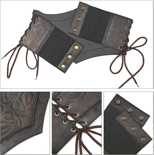 Medieval Lace-Up Corset Belt - Wide Renaissance Cinch Belt
