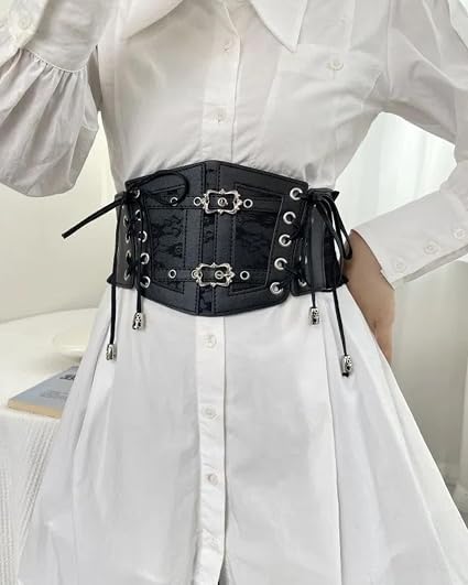 Wide Lace-Up Underbust Corset Belt - Stretchy Costume Belt