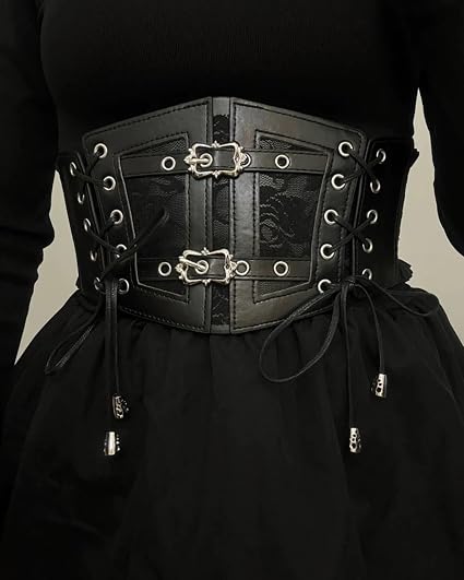 Wide Lace-Up Underbust Corset Belt - Stretchy Costume Belt