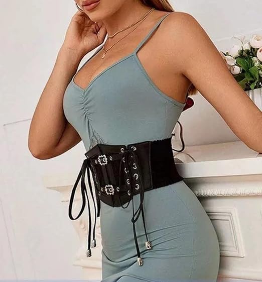 Wide Lace-Up Underbust Corset Belt - Stretchy Costume Belt