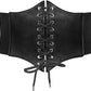 Lace-Up Waspie Corset Belt - Wide Elastic Waist Belt