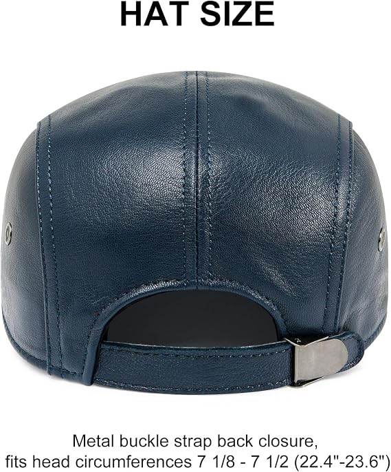 Genuine Leather Newsboy Cap with Curved Visor
