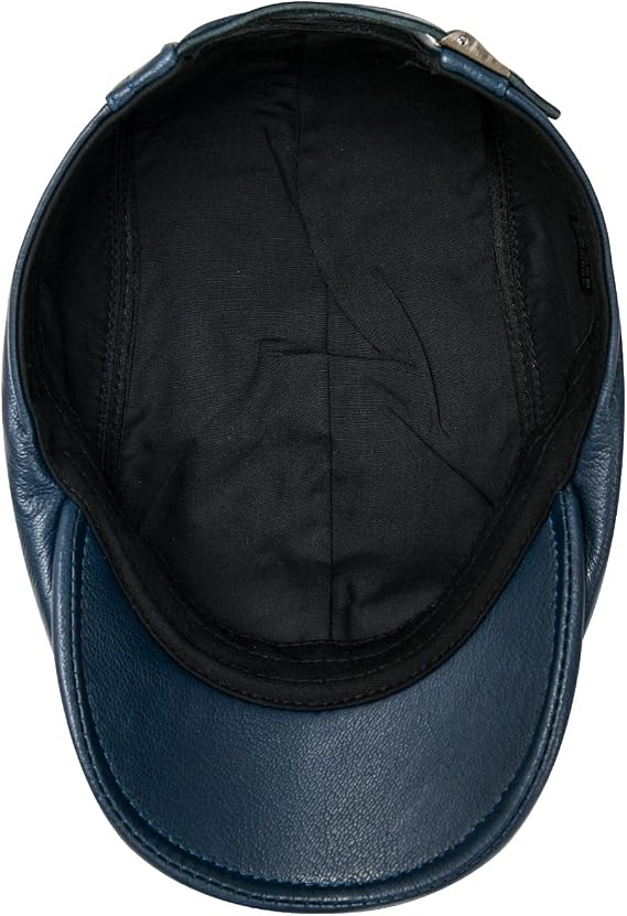 Genuine Leather Newsboy Cap with Curved Visor