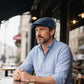 Genuine Leather Newsboy Cap with Curved Visor