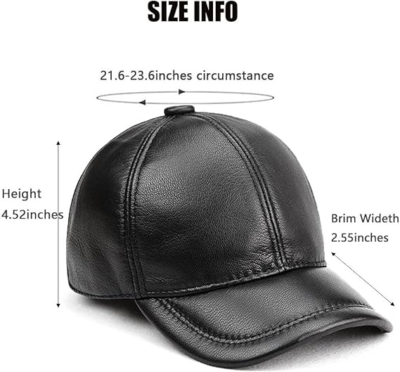 Lambskin Leather Baseball Cap for Winter & Outdoor